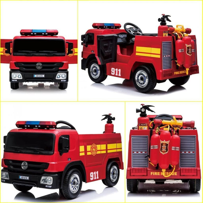 Load image into Gallery viewer, 12V Ride-On Fire Truck Toy Car with Remote Control for Kids Ages 3-6
