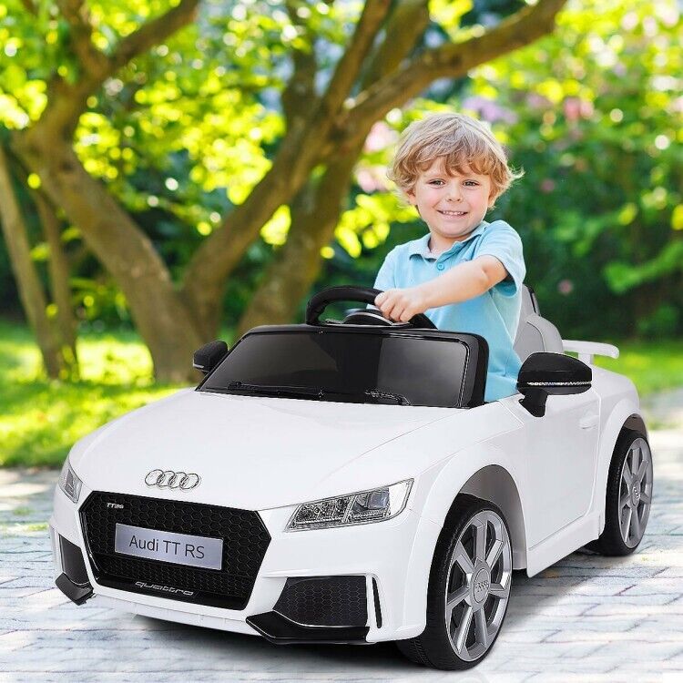 Load image into Gallery viewer, 12V White Electric Ride-On Car for Kids with Remote Control and Music
