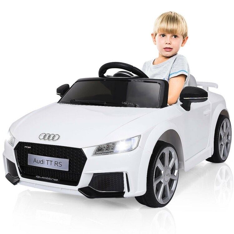 Load image into Gallery viewer, 12V White Electric Ride-On Car for Kids with Remote Control and Music
