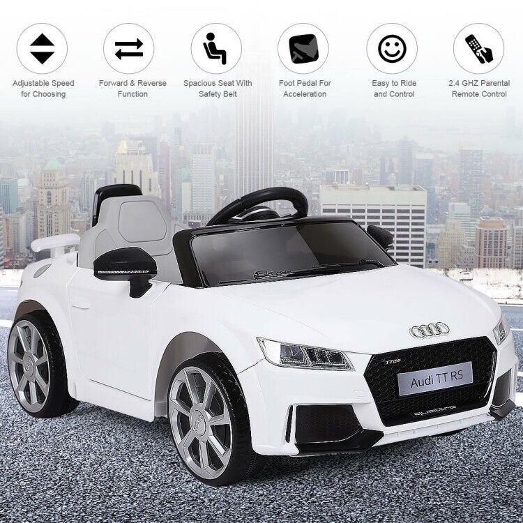Load image into Gallery viewer, 12V White Electric Ride-On Car for Kids with Remote Control and Music
