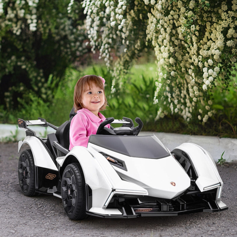 Load image into Gallery viewer, 12V White Lamborghini GT Kids Ride-On Sports Car with Remote Control

