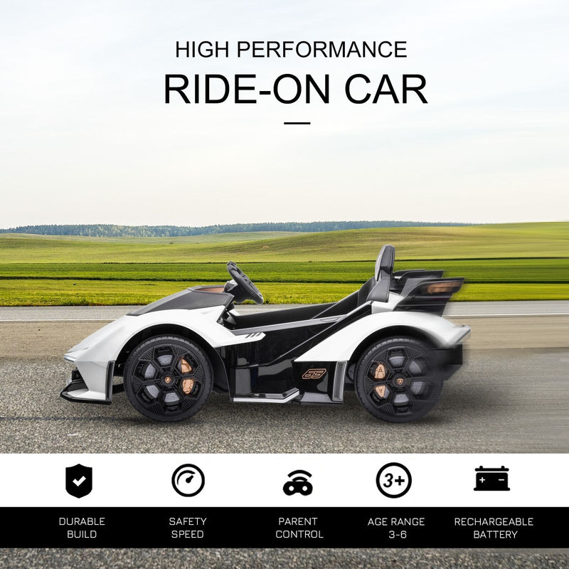 Load image into Gallery viewer, 12V White Lamborghini GT Kids Ride-On Sports Car with Remote Control
