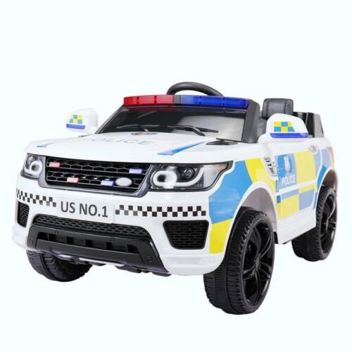 Load image into Gallery viewer, 12V White Police Car Ride-On for Kids with Bluetooth Remote Control and LED Lights
