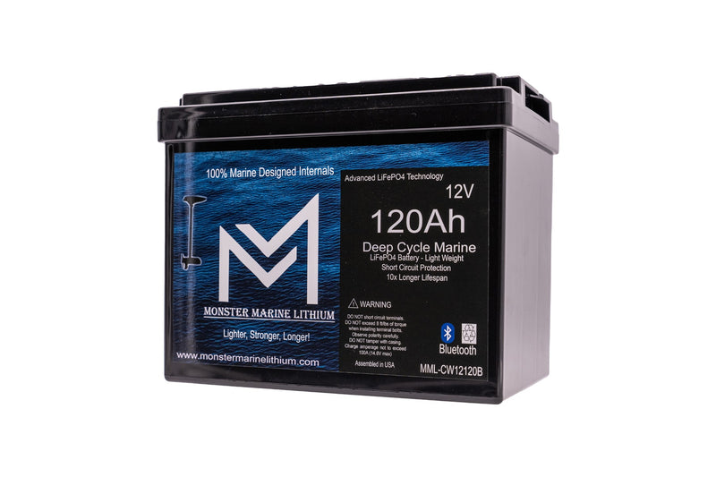 Load image into Gallery viewer, 12V 120Ah Slim Bluetooth Lithium Deep Cycle Marine Battery MML-12120SB (w/ bluetooth)
