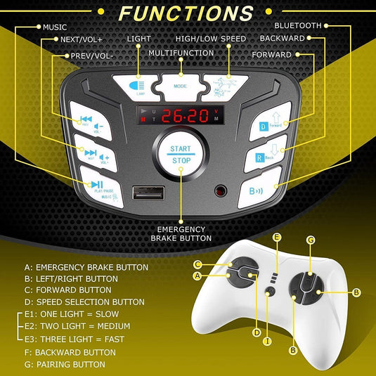 12V/24V Jeep Music Fashion Ride-On Car with Remote Control and LED Lights for Electric Fun