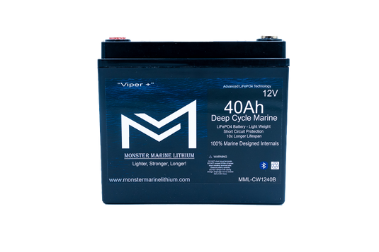 12v 40Ah Deep Cycle  Lithium Marine Battery "Viper" -  Bluetooth - MML-CW1240B