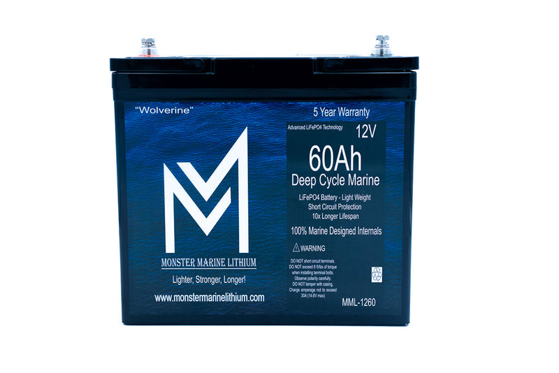 Load image into Gallery viewer, 12v 60Ah Deep Cycle Lithium Marine Battery "Wolverine" - MML-1260
