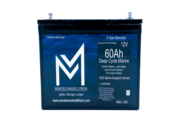 Load image into Gallery viewer, 12v 60Ah Deep Cycle Lithium Marine Battery "Wolverine" - MML-1260
