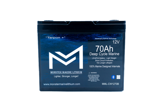 12v 70Ah Deep Cycle Lithium Marine Battery "Tarpon" Bluetooth