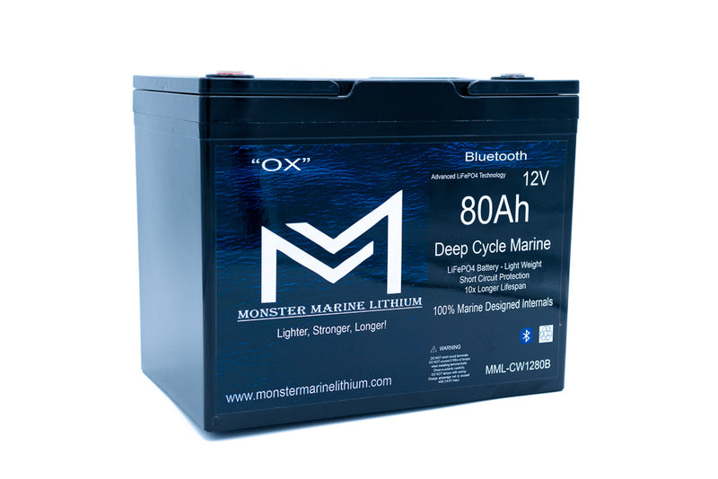 Load image into Gallery viewer, 12v 80Ah Bluetooth Deep Cycle Lithium Marine Battery
