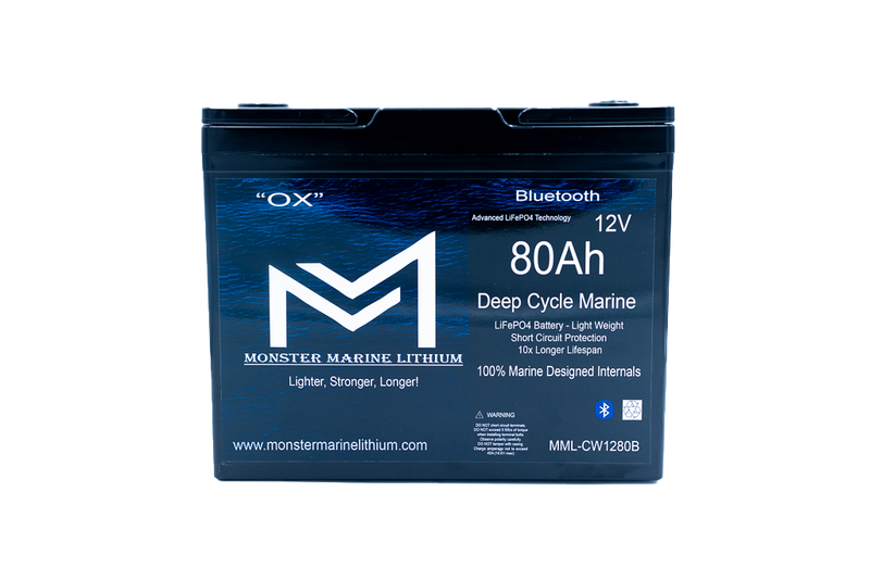 Load image into Gallery viewer, 12v 80Ah Bluetooth Deep Cycle Lithium Marine Battery
