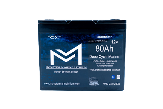 12v 80Ah Bluetooth Deep Cycle Lithium Marine Battery