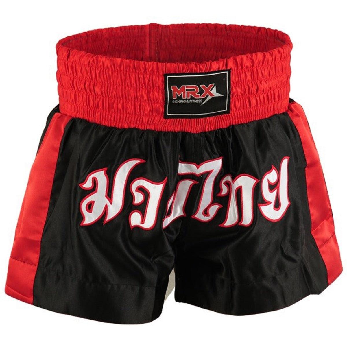 MRX Mens Boxing Shorts Fighting Shorts Black - Red -1304