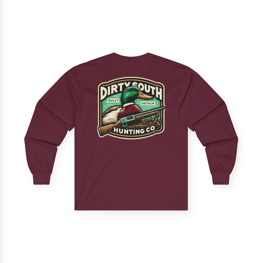 Mallard Duck Dirty South Hunting Long Sleeve Tee, Outdoor Apparel, Unisex T-Shirt, Casual Wear, Gift for Hunters, Vintage Graphic Tee