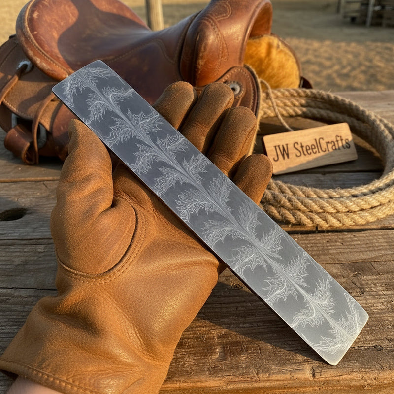 Load image into Gallery viewer, Frostleaf Damascus Billet 14" Handmade Feather Leaf Pattern
