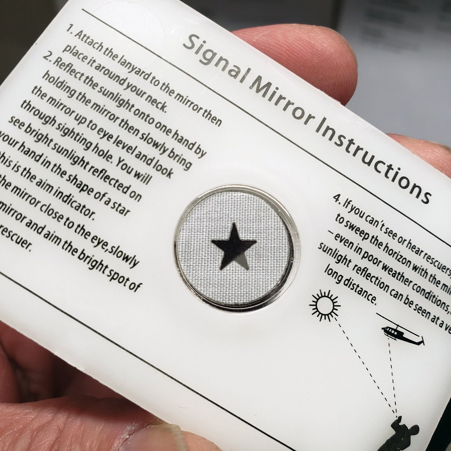 Emergency Signaling Mirror with Targeting Star for Hiking, Backpacking, Kayaking, Boating