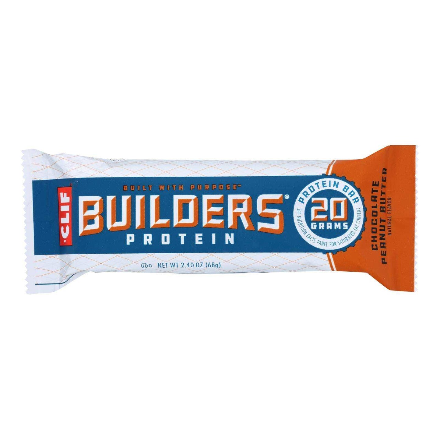 Clif Bar Builder Bar - Chocolate Peanut Butter - Case Of 12 - 2.4 Oz - Skoutley Outdoors LLC