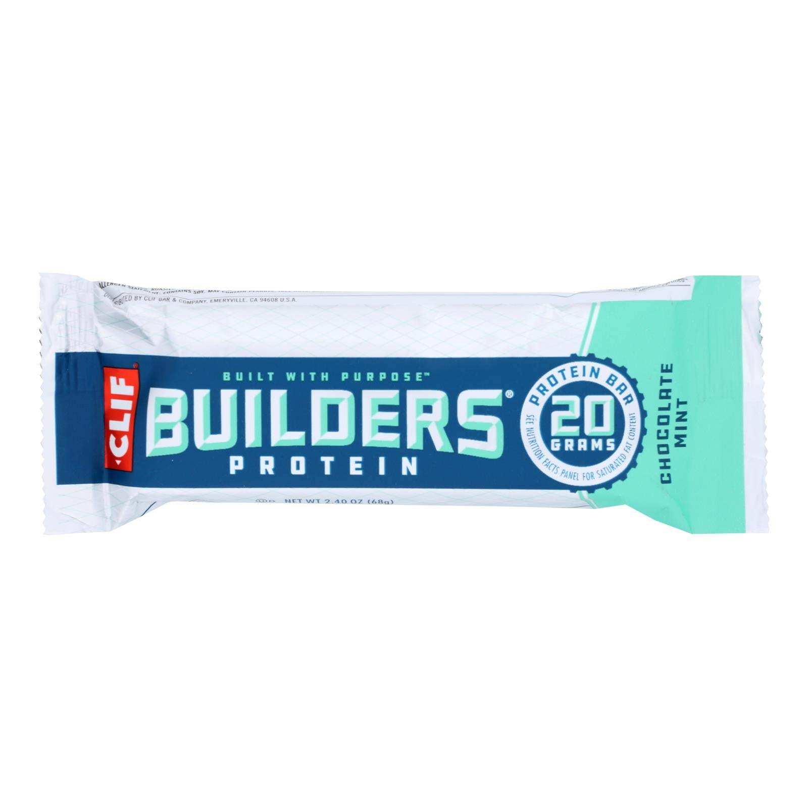 Clif Bar Builder Bar - Chocolate Mint - Case Of 12 - 2.4 Oz - Skoutley Outdoors LLC