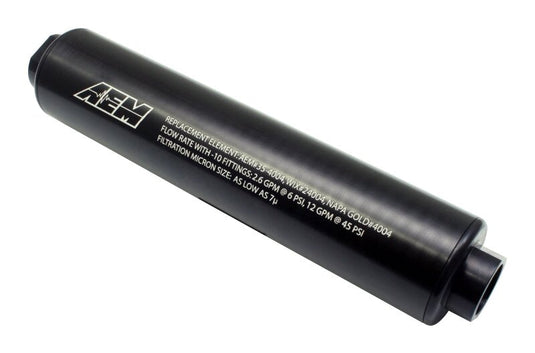 AEM Electronics Black Universal High Flow -10 AN Inline Fuel Filter