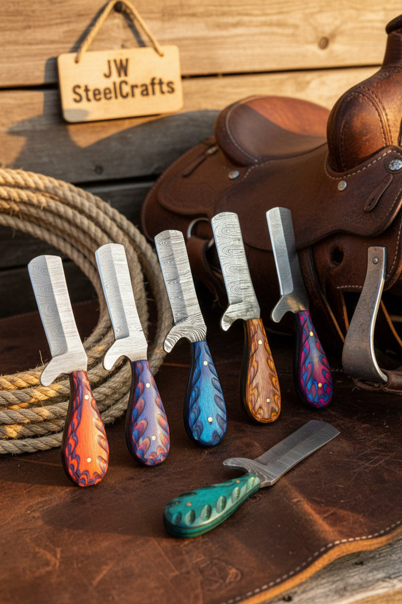 Load image into Gallery viewer, Rainbow Ridge Bull Cutter Set of 5 Handmade High Carbon Steel 7 inches

