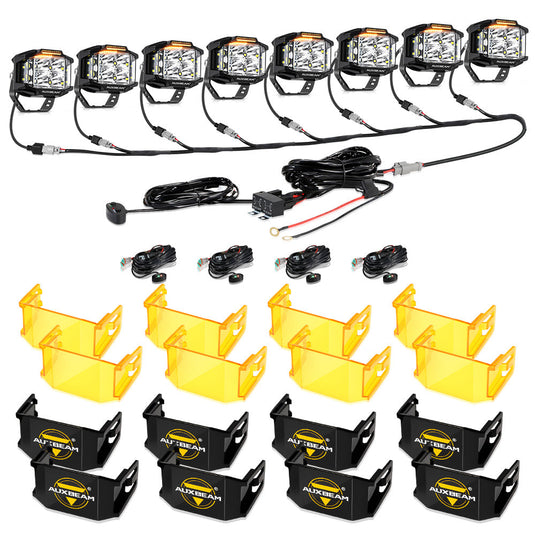 V-MAX Series | 4 Inch 92W 8960LM Combo Beam Side Shooter LED Square Pod Lights with Amber DRL