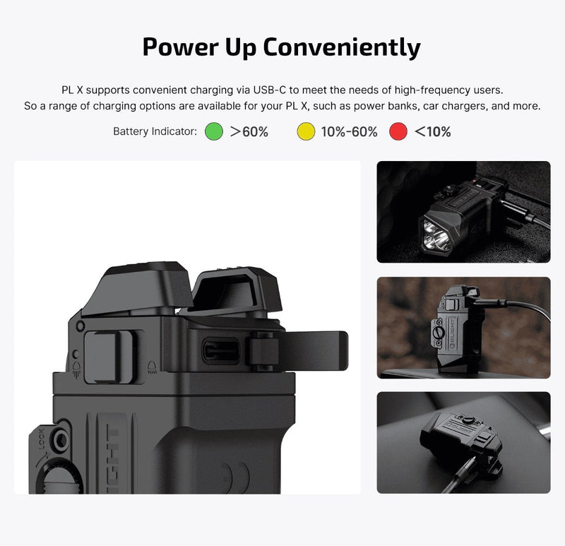 Load image into Gallery viewer, Olight PL-X Dual Beam Weapon Light 1200 Lumen USB-C Rechargeable Pistol Light
