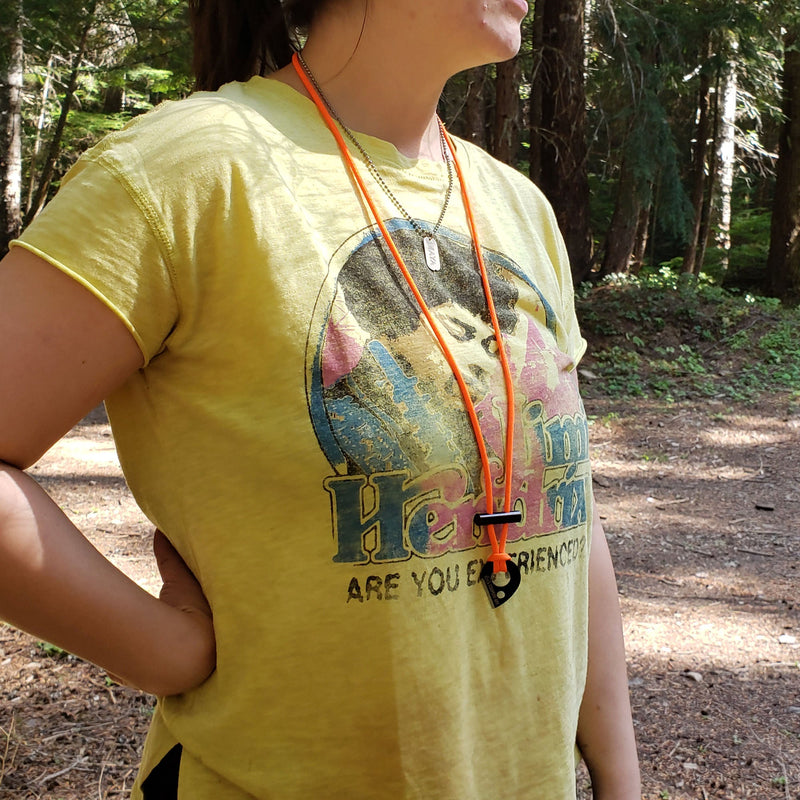 Load image into Gallery viewer, Emergency Fire Starter Necklace - Lightweight Mini Ferro Rod with Steel Claw Striker &amp; Neck Lanyard
