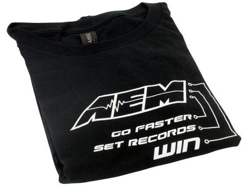 AEM Electronics Logo T Shirt, Go Faster, Set Records, Win,Small