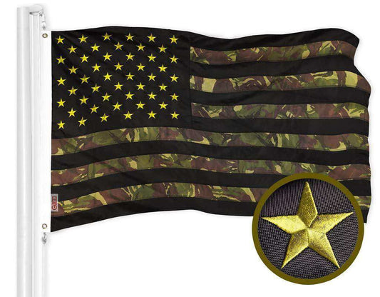 American USA Camouflage Flag | 3x5 Ft | ToughWeave Pro Series Embroidered 420D Polyester | Green Stars Camo Stripes Embroidered Stars Sewn Stripes Indoor Outdoor Brass Grommets - Skoutley Outdoors LLC