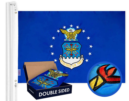 US Air Force Flag | 3x5 Ft | Double ToughWeave Series Double Sided Embroidered 210D Polyester | Military Flag Embroidered Design Indoor Outdoor Brass Grommets Heavy Duty 2 ply - Skoutley Outdoors LLC
