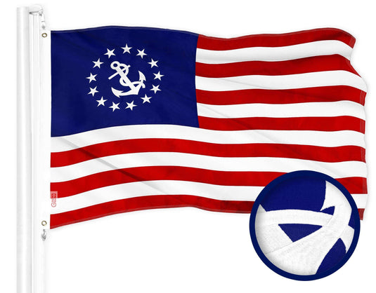 American USA Yacht Ensign Flag | 3x5 Ft | ToughWeave Series Embroidered 300D Polyester | Nautical Flag Embroidered Stars Sewn Stripes Indoor Outdoor Brass Grommets - Skoutley Outdoors LLC