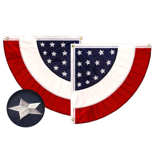 USA Pleated Fan Flag Star 1.5x1.5FT Center Quarter Circle Embroidered Polyester Stars and Stripes - Skoutley Outdoors LLC