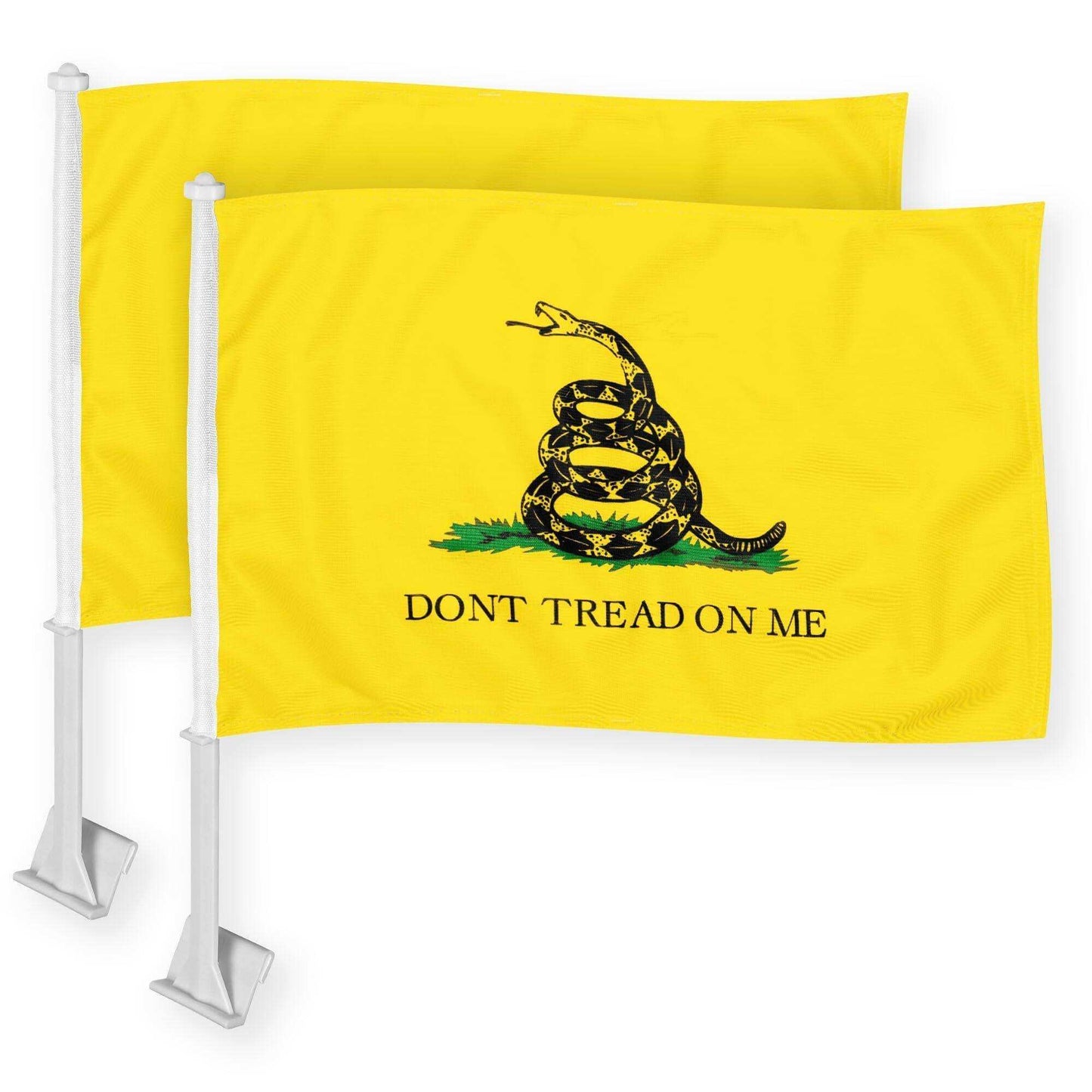 2 Pack: Gadsden Don't Tread On Me Car Flag | 11x17 In | Double LiteWeave Pro Series Double Sided Printed 150D Polyester | Flagpole Included | Perfect for Festival Celebrations Parades - Skoutley Outdoors LLC