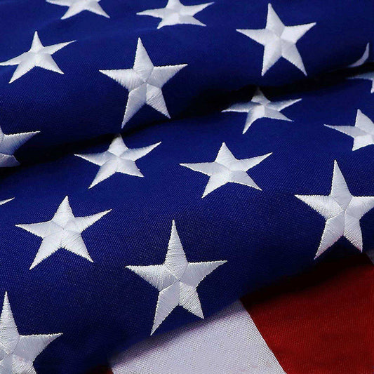 American USA Flag | 10x15 Ft | StormFlyer Series Embroidered 220GSM Spun Polyester | Country Flag Embroidered Stars Sewn Stripes Indoor Outdoor Brass Grommets Heavy Duty All Weather - Skoutley Outdoors LLC