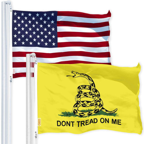 Combo Pack: USA American Flag 3x5 Ft 150D Printed Stars & Gadsden (Dont Tread On Me) Flag 3x5 Ft 150D Printed - Skoutley Outdoors LLC