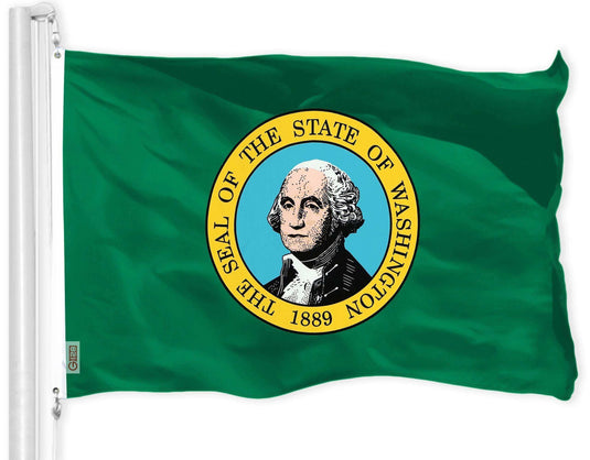 Washington WA State Flag | 3x5 Ft | LiteWeave Pro Series Printed 150D Polyester | Indoor Outdoor Vibrant Colors Brass Grommets Thicker and More Durable Than 100D 75D Polyester - Skoutley Outdoors LLC