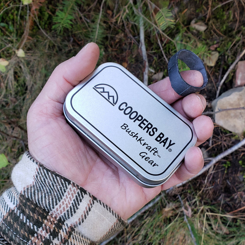 Load image into Gallery viewer, Premium Charcloth w/Tinderbox - Essential Primitive FireStarting Material for use with Flint &amp; Steel, Magnifier etc.
