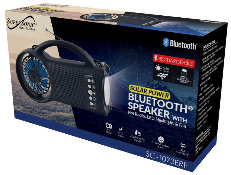 Load image into Gallery viewer, Supersonic Solar Power Bluetooth Speaker with FM Radio / LED Torch Light / Fan
