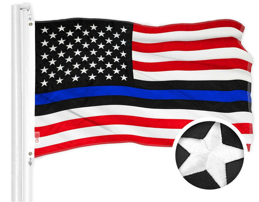 Blue Lives Matter Flag | 3x5 Ft | ToughWeave Series Embroidered 210D Polyester | Duty and Honor Flag Embroidered Design Indoor Outdoor Vibrant Colors Brass Grommets - Skoutley Outdoors LLC