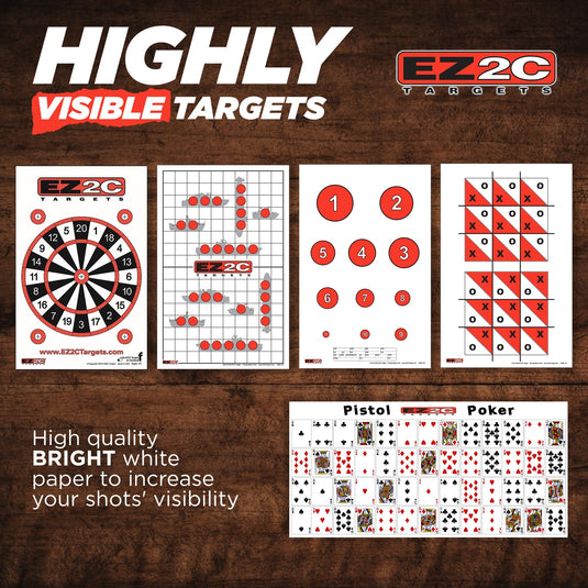 120 EZ2C Targets: 5 Game Style Paper Targets Bundle Pack Fun Games 11"x17" USA Made