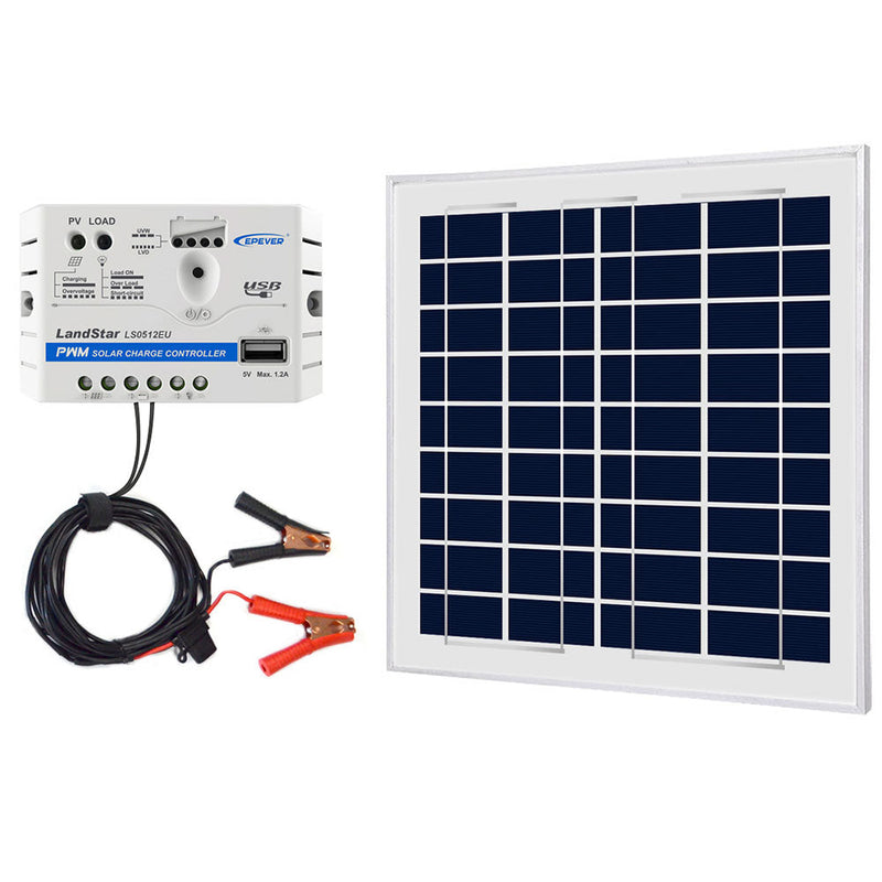 Load image into Gallery viewer, ACOPower 15W 12V Solar Charger Kit, 5A Charge Controller with Alligator Clips
