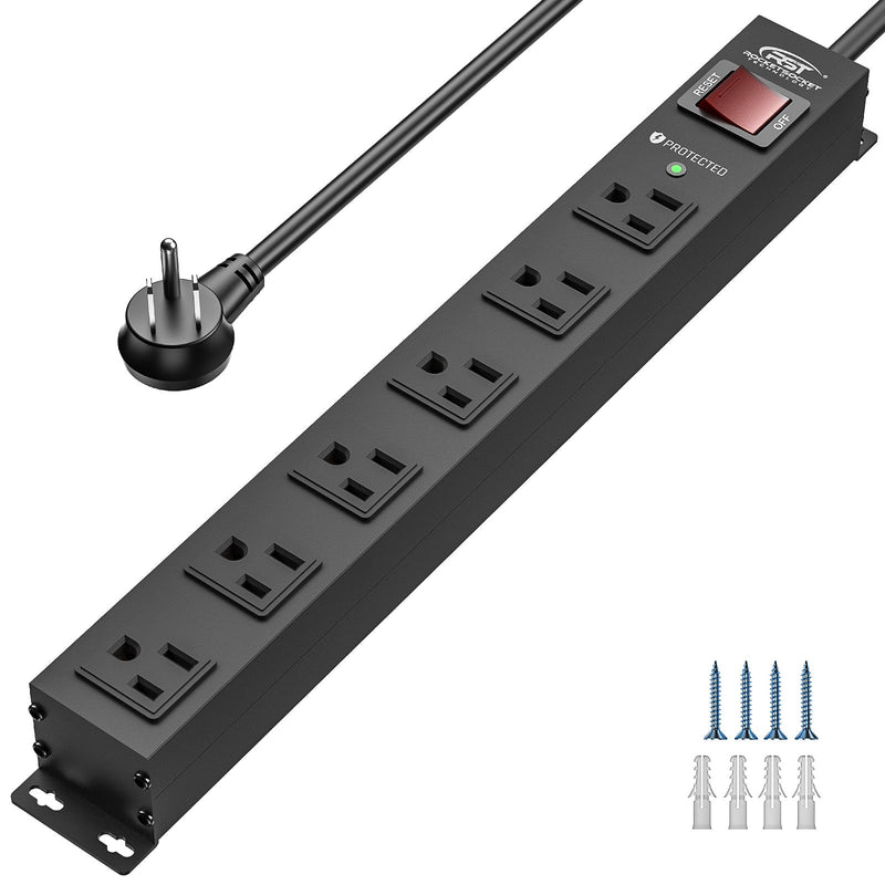 Load image into Gallery viewer, CRST 6 Outlets Wide Spaced Mountable Metal Power Strip Surge Protector, 2100 Joules Protection, Easy Mounting
