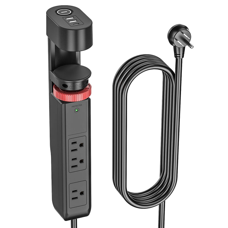 Load image into Gallery viewer, CRST Desk Clamp Power Strip | 3 Outlets + 3 USB (20W USB-C PD), 1020J Surge Protector
