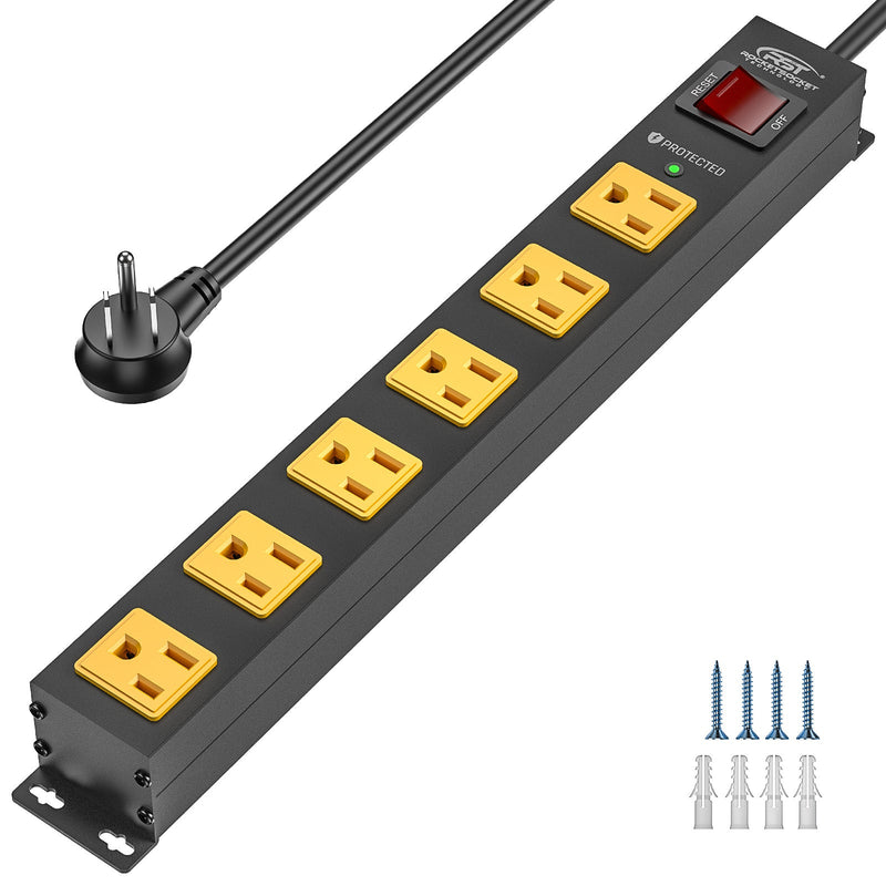 Load image into Gallery viewer, CRST 6 Outlets Wide Spaced Mountable Metal Power Strip Surge Protector, 2100 Joules Protection, Easy Mounting
