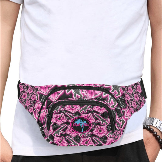 High Capacity Hibiscus Black Neon Fanny Pack