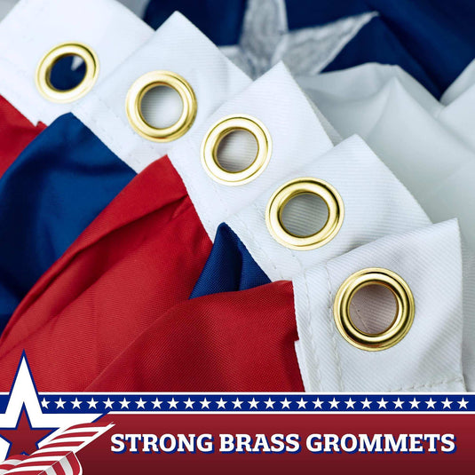 USA Pleated Fan Flag 5x10 Feet American USA Bunting Decoration Flags Embroidered Patriotic Stars & Sewn Stripes Canvas Header Brass Grommets - Skoutley Outdoors LLC