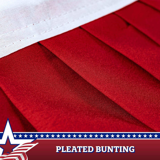 USA Pleated Fan Flag 5x10 Feet American USA Bunting Decoration Flags Embroidered Patriotic Stars & Sewn Stripes Canvas Header Brass Grommets - Skoutley Outdoors LLC