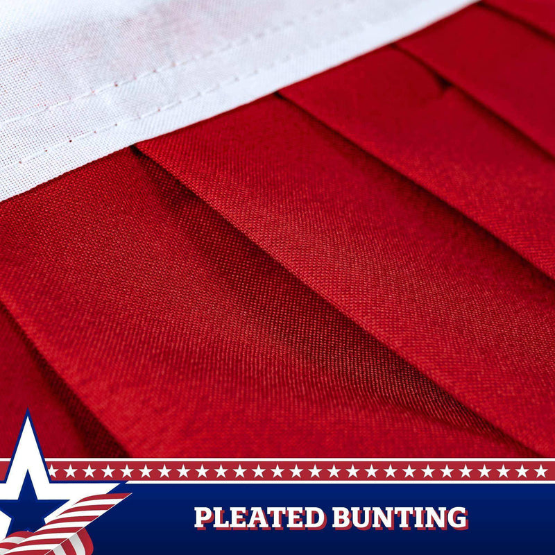 Load image into Gallery viewer, 2 Pack: American USA Pleated Fan Flag 1.5x3 Feet DELUXE Bunting Decoration Flags PRINTED 150D Patriotic Stars and Stripes with Canvas Header and Brass Grommets - Skoutley Outdoors LLC
