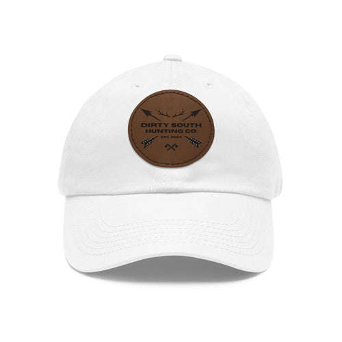 Stylish Dad Hat with Leather Patch, Casual Cap for Hunting Enthusiasts, Gift for Father's Day, Outdoor Adventure Gear, Trendy Dad Apparel
