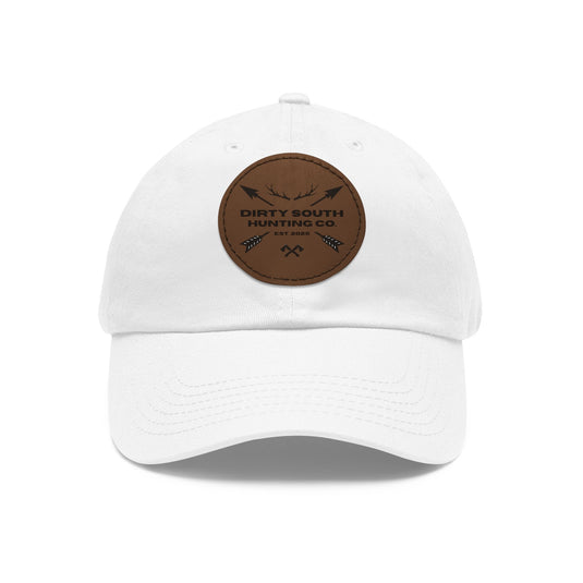 Stylish Dad Hat with Leather Patch, Casual Cap for Hunting Enthusiasts, Gift for Father's Day, Outdoor Adventure Gear, Trendy Dad Apparel